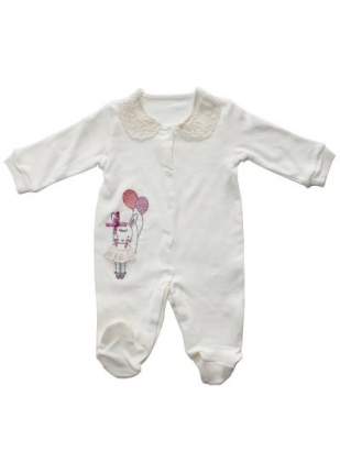 Baby Girl Ecru Guipure Baby Collar Rabbit Balloon Embroidered Snap Button Jumpsuit